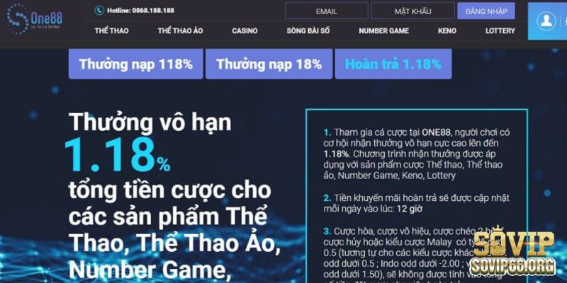 Thanh toán nhanh chóng với nhiều phương thức khác nhau tại One88